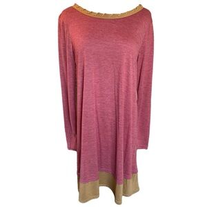 Weathered Red and Tan Women's Relaxed Fit Dress with lace up detail, size small